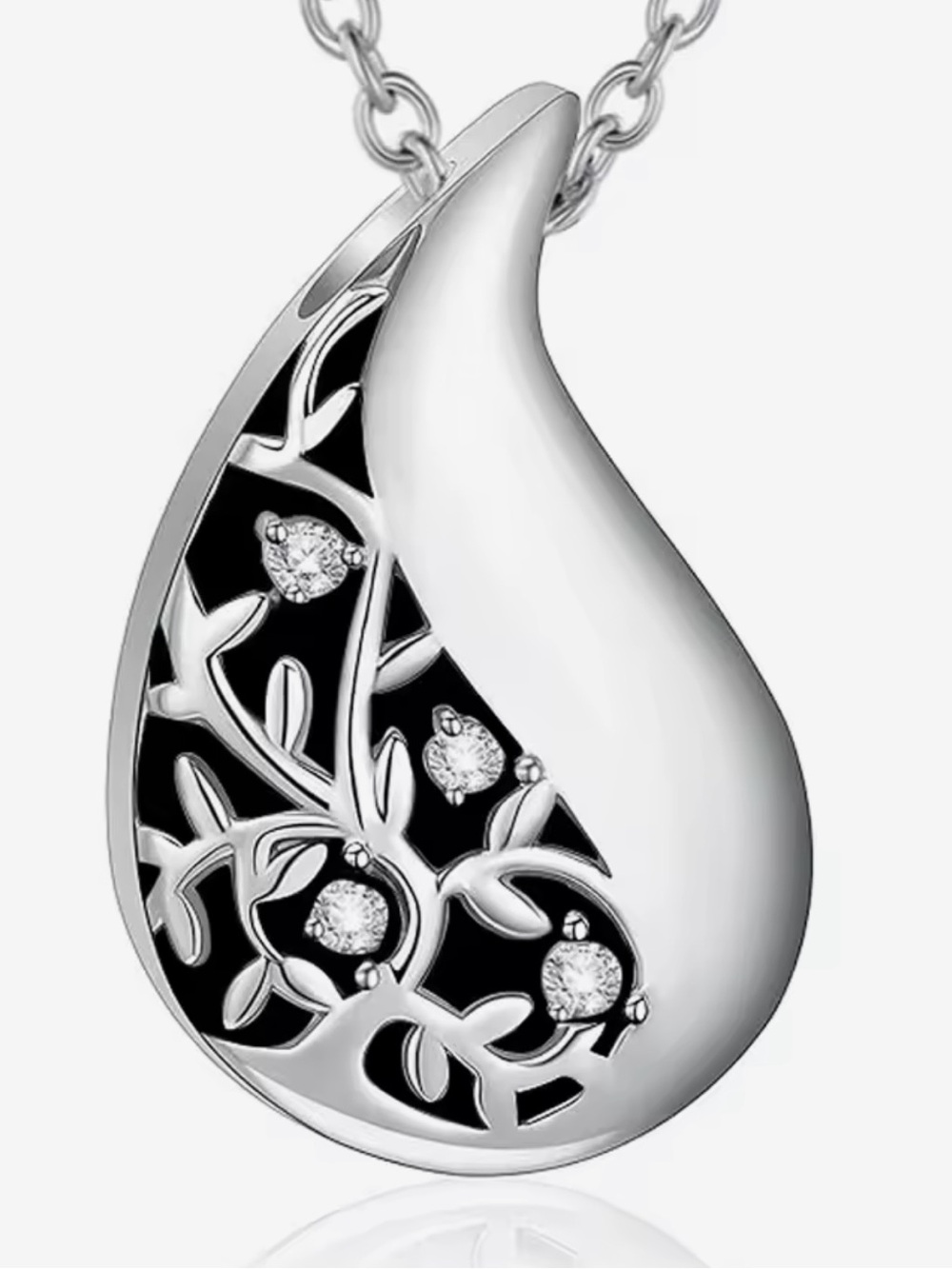 New Silver Crystal Embellished Cremation Urn Necklace
